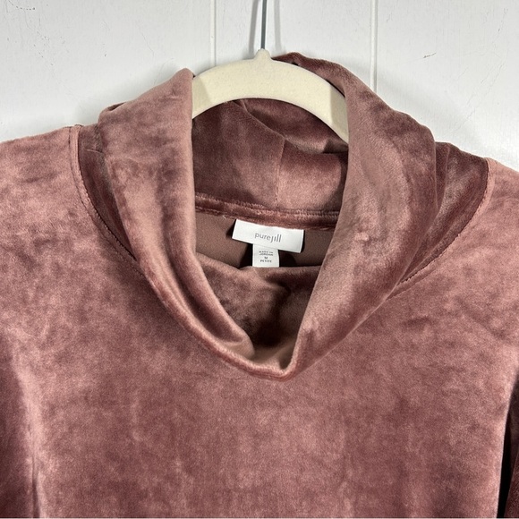 NWT Pure Jill Velvet Mock Neck Long Sleeve Mauve Top Medium - Picture 3 of 5